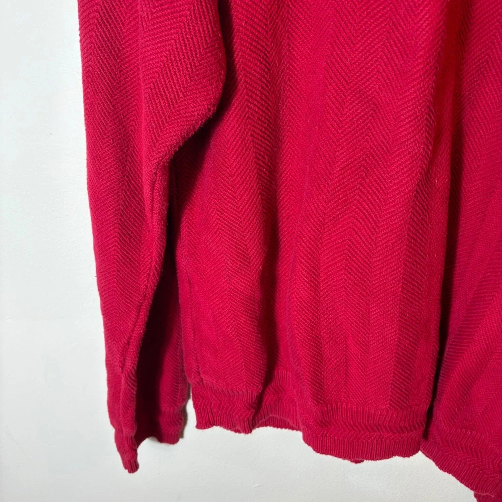 Vintage Y2K Chaps Ralph Lauren Hand Framed Cotton Sweater Red XL‎